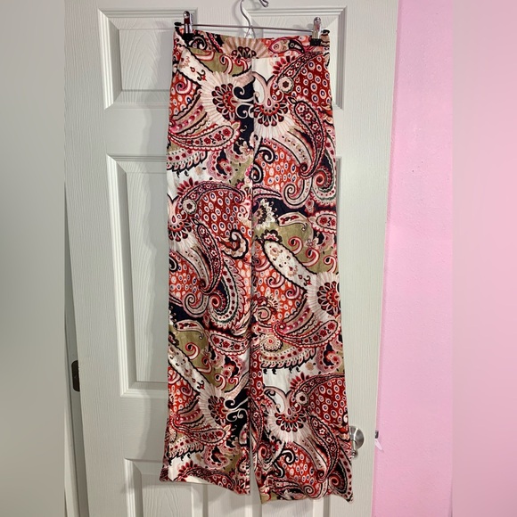 Zara Multicolor Paisley Wide-Leg Pants XS - Picture 5 of 5